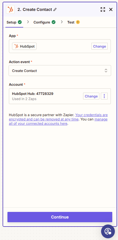 Hubspot Account Connection